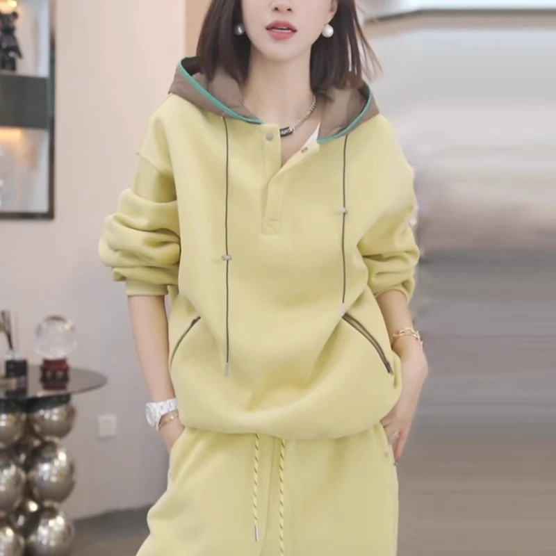 女士连帽卫衣秋冬加绒加厚保暖宽松大码时尚洋气减龄休闲显瘦上衣