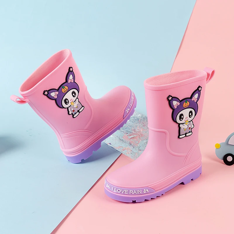 女童雨靴四季通用中筒防滑防水耐磨雨鞋可爱卡通时尚软面加棉水鞋