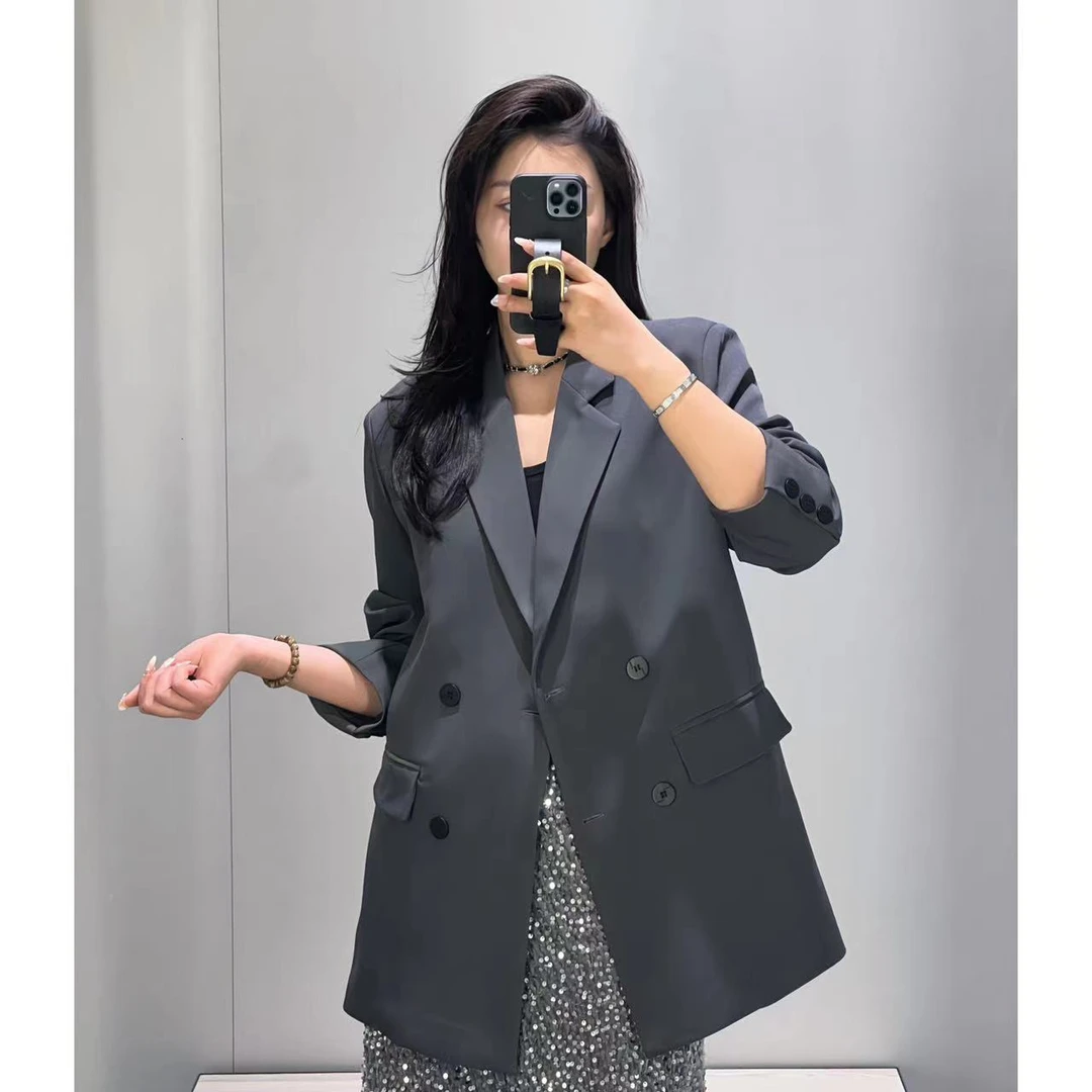 【23169款】2024年新款春季宽松休闲西装外套女廓形小西服