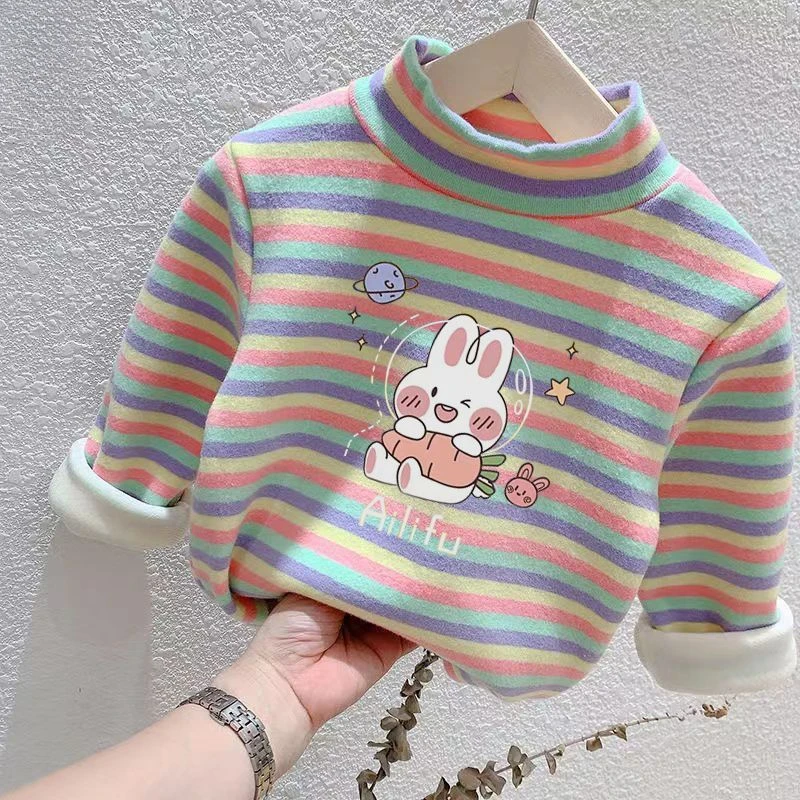 中小童秋冬德绒半高领加绒打底衫男女童加厚长袖T恤儿童宝宝保暖