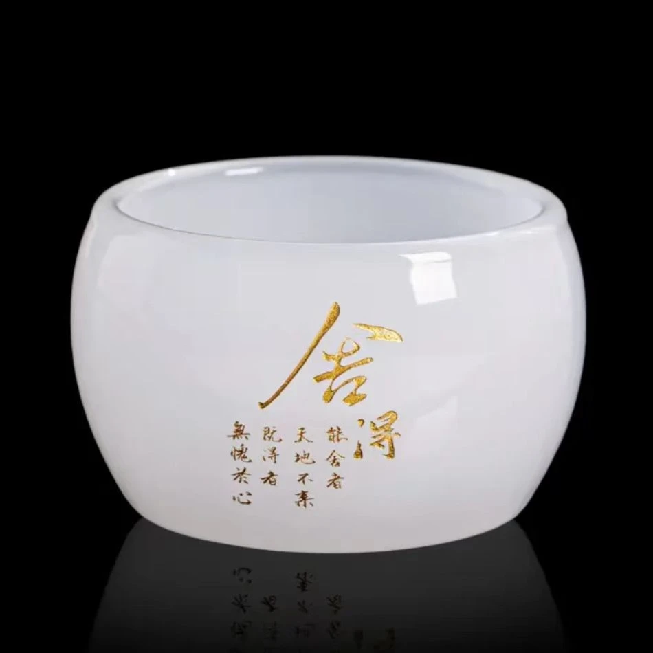 功夫茶具琉璃主人杯白瓷陶瓷家用高档手工大号禅定杯罗汉杯茶杯