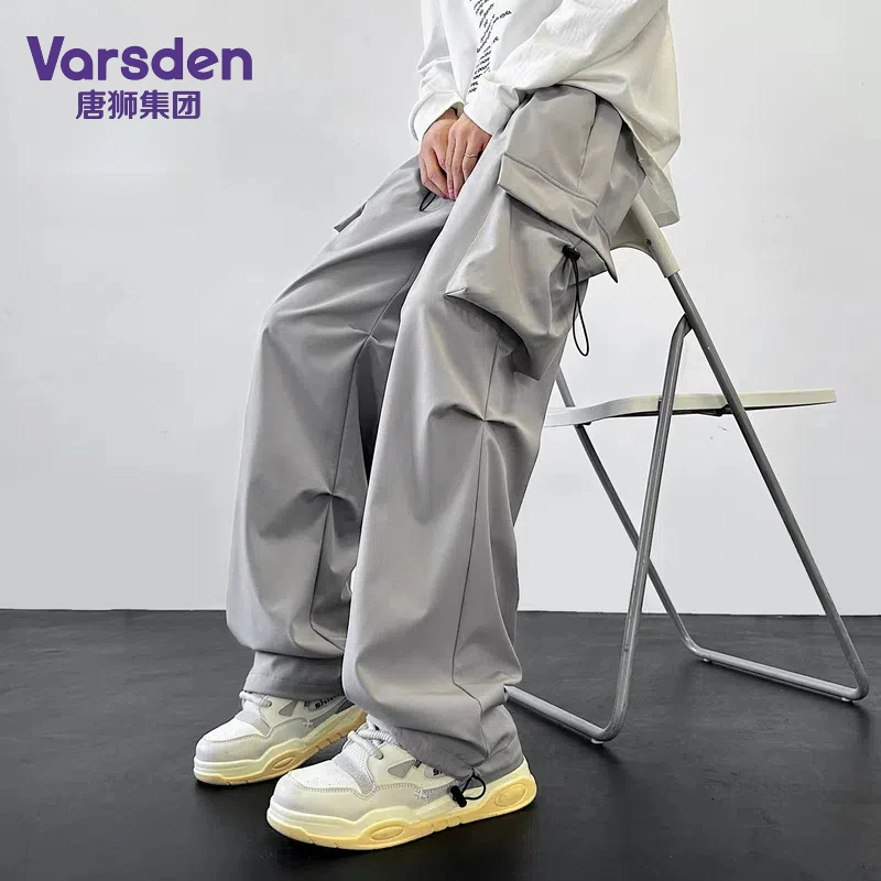 唐狮集团Varsden户外工装休闲裤男春秋薄款高街抽绳阔腿直筒裤子