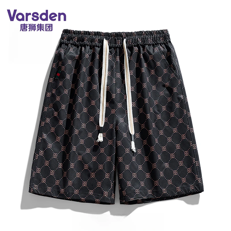 唐狮集团Varsden潮牌印花短裤男夏季速干大码宽松薄款透气五分裤