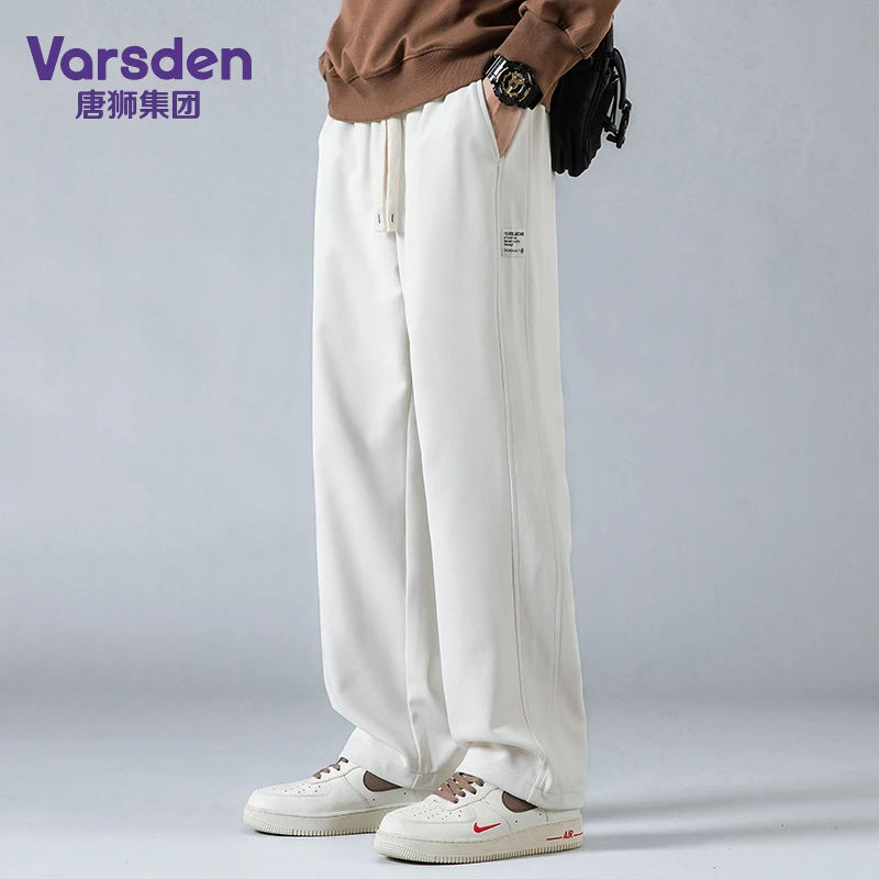 唐狮集团Varsden春秋季男士直筒抽绳长裤百搭纯色高街阔腿休闲裤