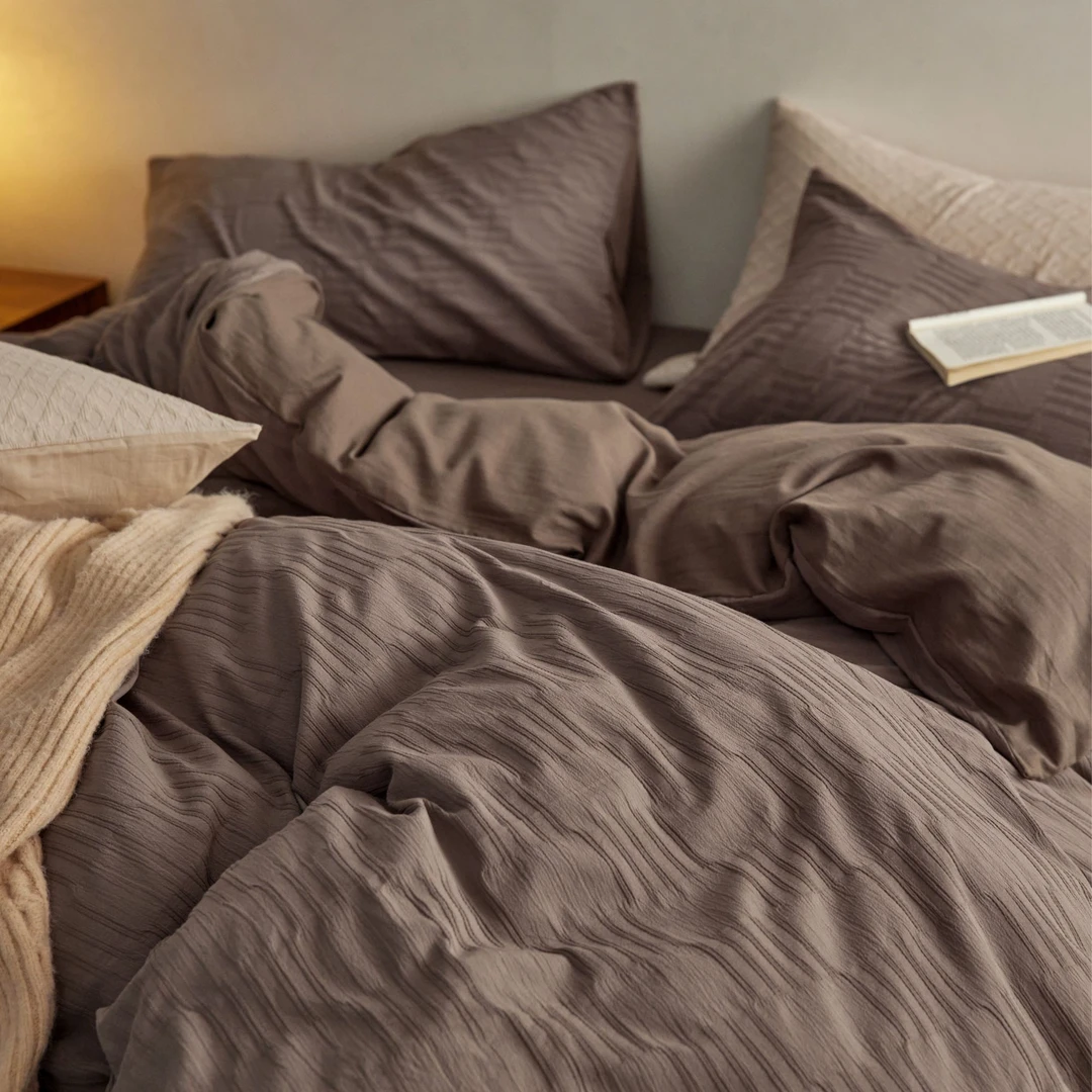 莫林丨全棉浮雕提花肌理感简约大气亲肤柔软透气纯棉床笠四件套