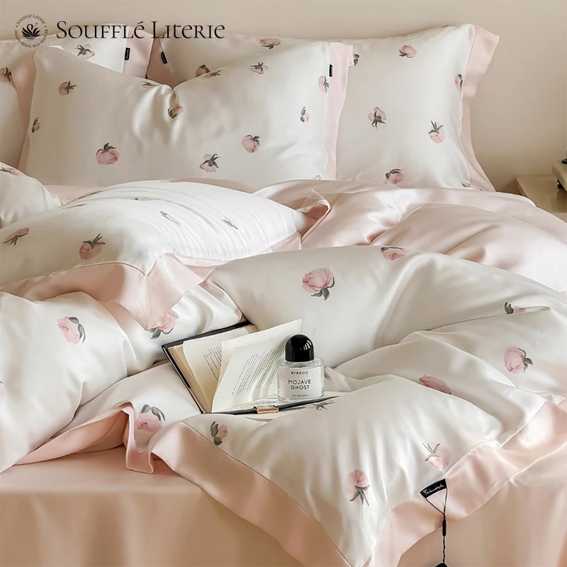 雪兔玫瑰丨LF进口奥地利兰精天丝ins四件套北欧轻奢丝滑凉感床品
