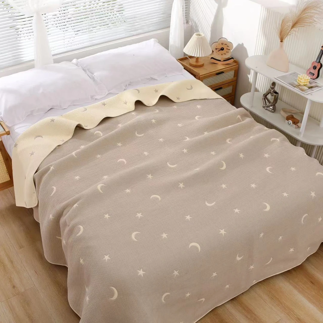 【清仓星月韩国毯220*230】韩国宝宝毯A类婴幼儿纯棉床盖