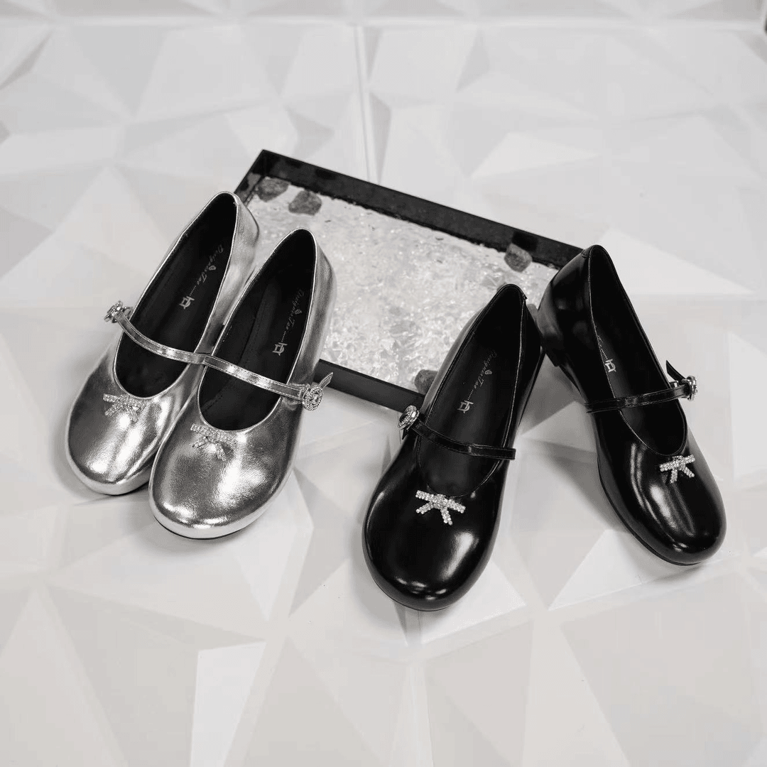 【Dhh】羊皮~跟高3.5cm法式圆头玛丽珍单鞋蝴蝶结配裙温柔百搭女