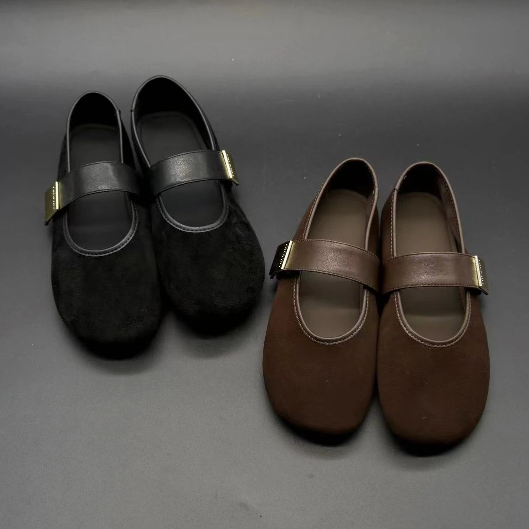 大码女鞋1cm平底+4.5cm内增高羊皮平底真皮女士单鞋玛丽珍鞋超软