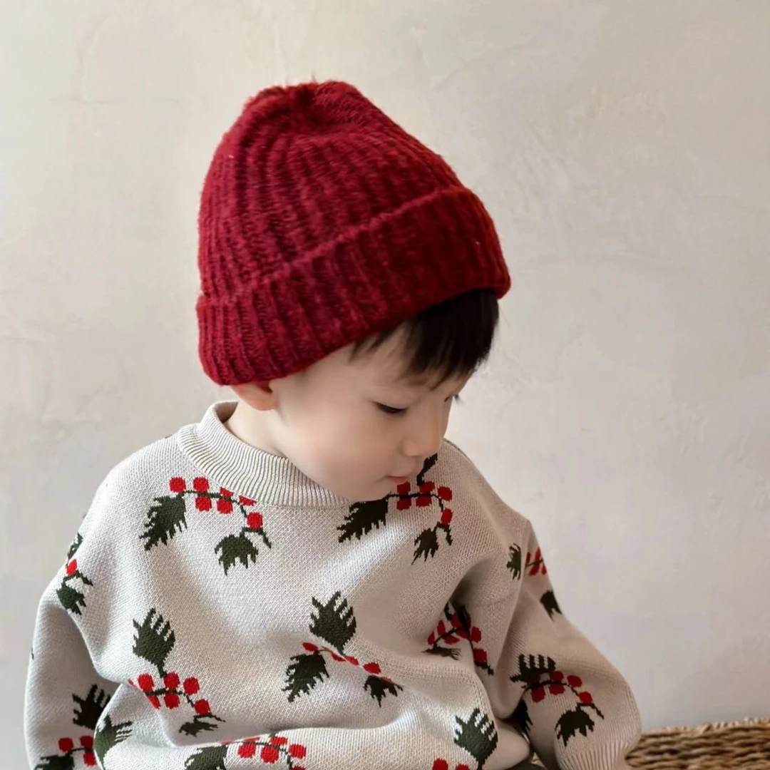 【左悠】ins爆款韩国秋冬款保暖洋气百搭针织帽宝宝卷边毛线套头帽