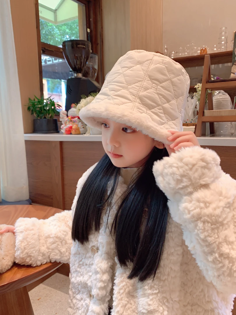 亲子帽子秋冬加绒厚款防风保暖女童渔夫帽韩版时尚百搭男童水桶帽