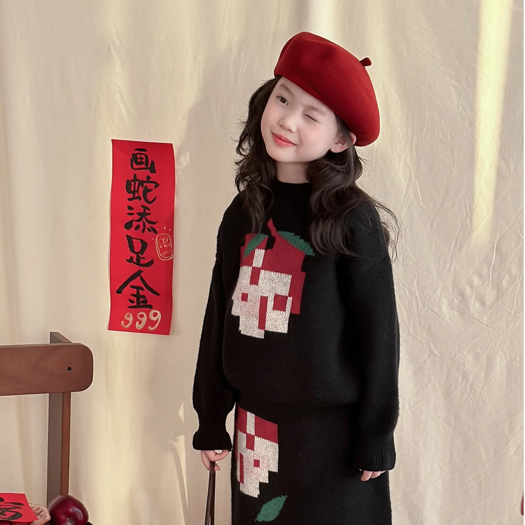 儿童贝雷帽秋冬季女童羊毛帽渔夫帽冬款女孩画家帽女宝宝红色帽子