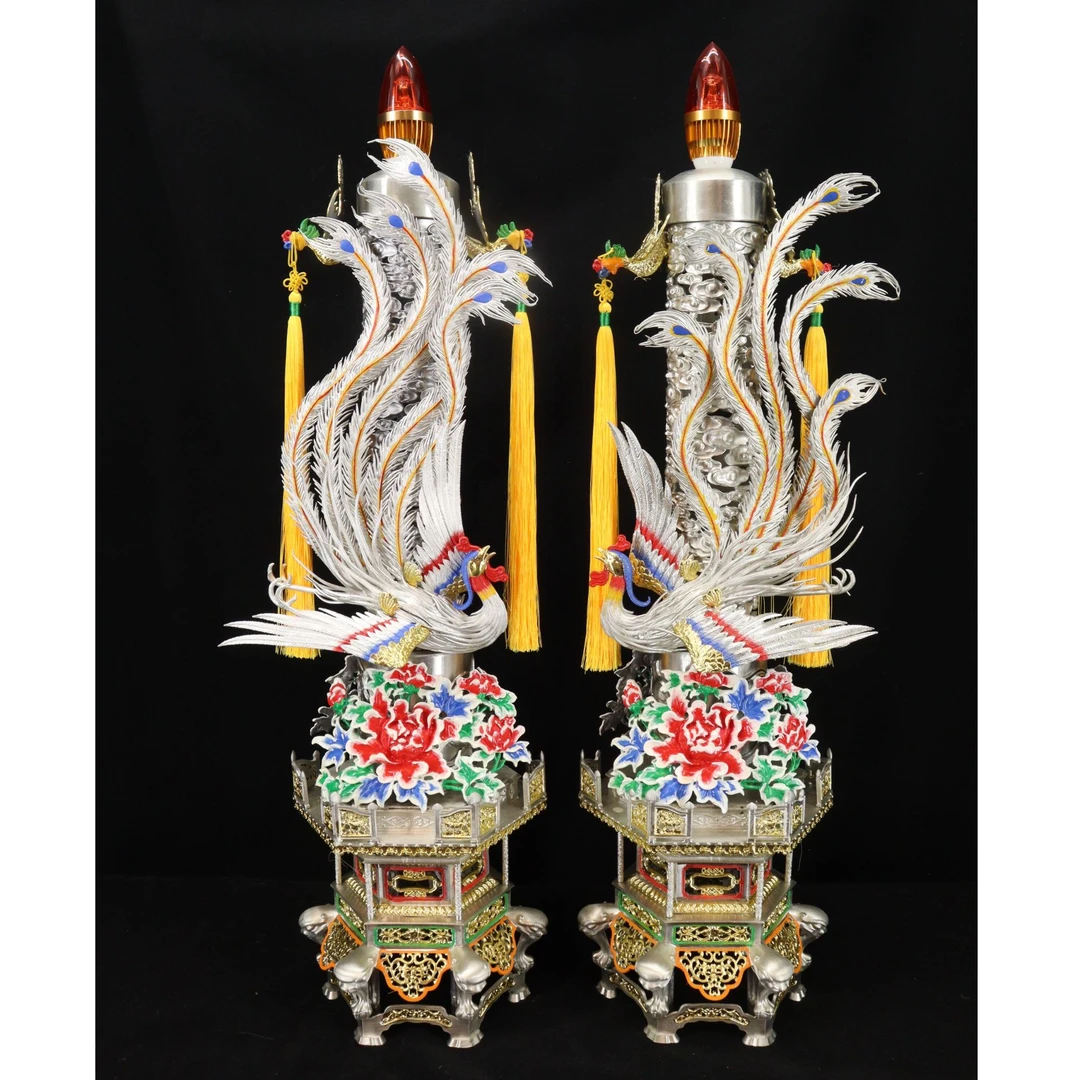 宏达臻锡手工锡灯双凤灯双凤烛节日供奉专用供灯