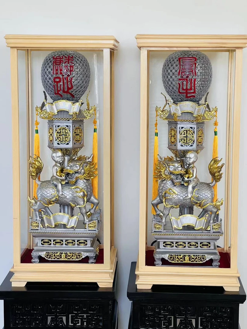 宏达臻锡手工锡灯麒麟灯书卷可写字供奉专用供灯