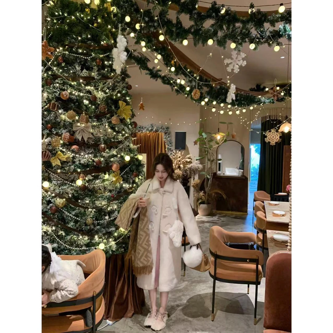 金蘑菇菇 暖暖熊/100羊毛中长款毛绒外套绵密饱满且温暖