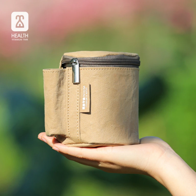 复古简约揉纹可水洗牛皮纸色环保收纳袋 水杯餐具 收纳包 水杯套