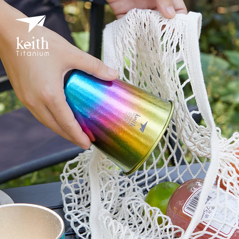 KEITH/铠斯新品钛酒杯啤酒杯户外野营水杯便携式露营冰花纯钛杯