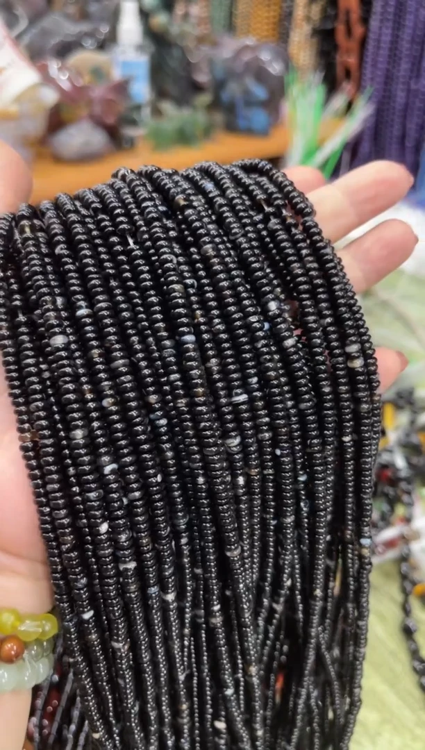 【闪购商品】方钠石珠宝半成品未镶嵌黑玛算盘2*4一条
