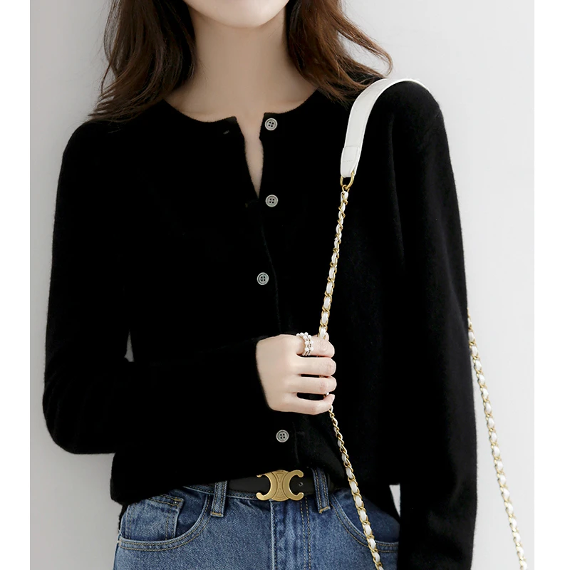 针织开衫女款显瘦2025新款春秋黑色秋冬长袖百搭宽松开衫毛衣外套