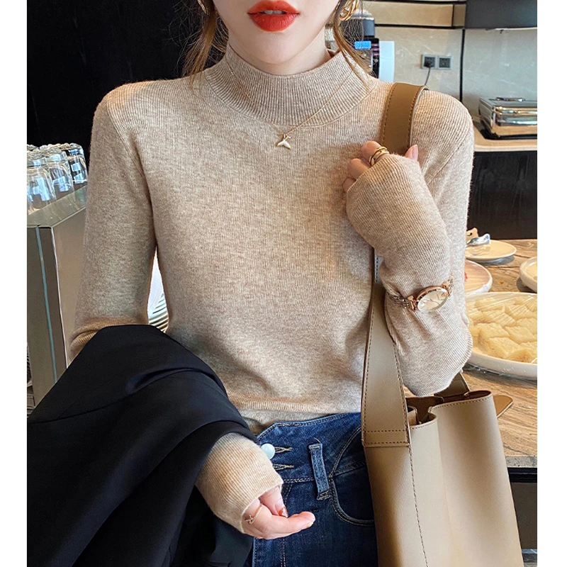 针织衫女半高领冬季长袖显瘦秋冬内搭打底衫洋气百搭纯色2025新款