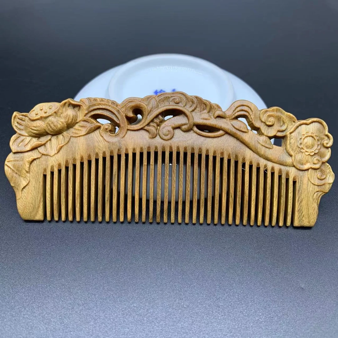 538   如意莲莲  绿 檀木香香 双面木梳子