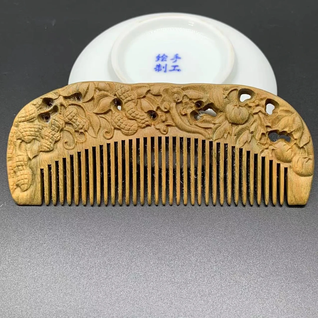 绿 檀 事事如意 香香梳金丝木梳