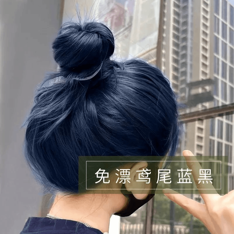 鸢尾蓝黑色染发剂亚麻茶棕色自己在家染发膏黑茶灰色泡泡植物复古