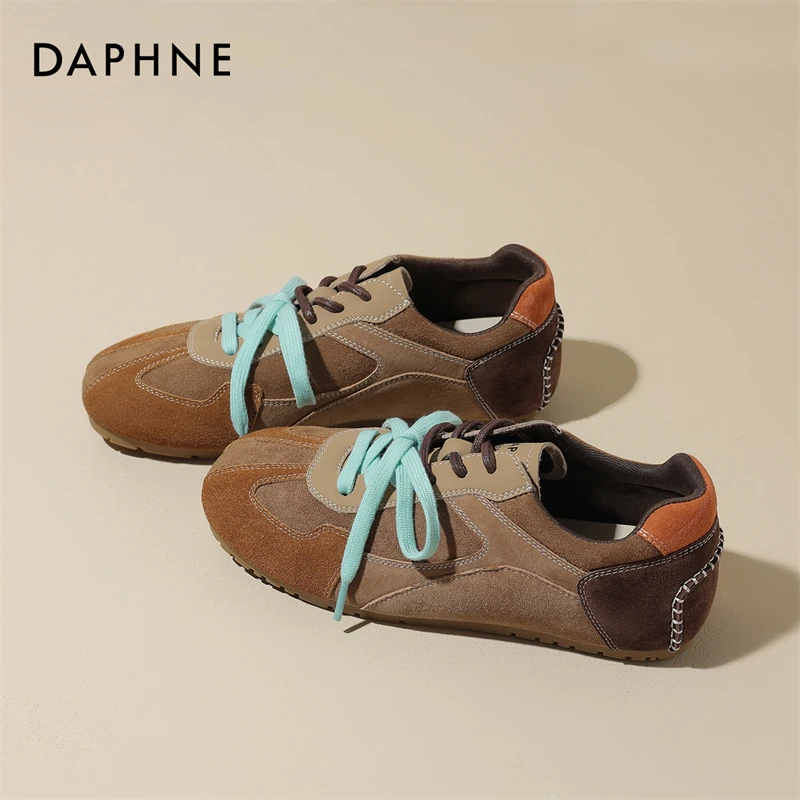 达芙妮复古德训鞋女款2025新款女鞋子美式棕色休闲板鞋爆款阿甘鞋