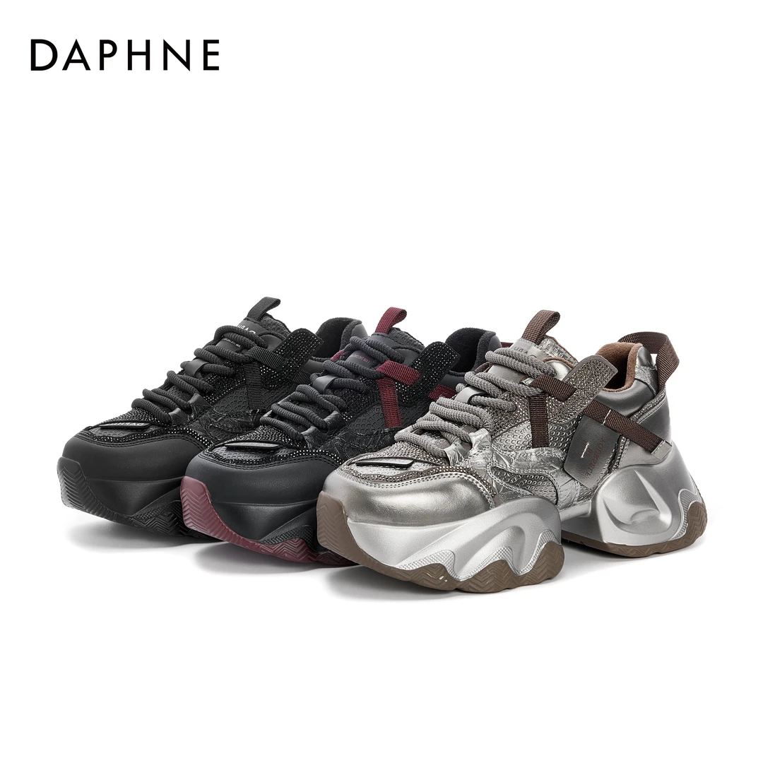 达芙妮欧洲站超酷老爹鞋25秋季厚底加绒增高休闲小个子百搭运动鞋