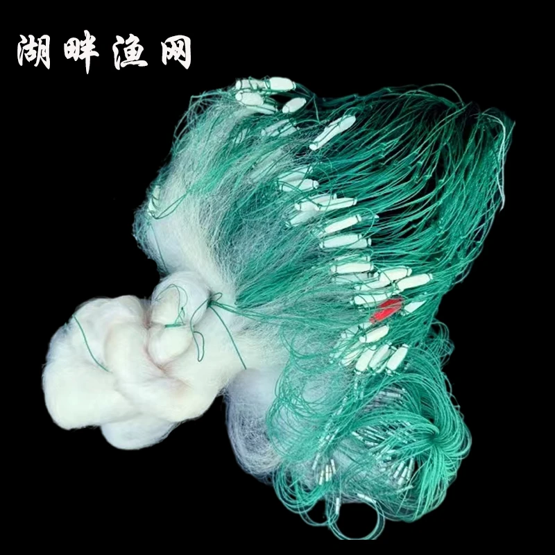 泗阳渔网提纲拎纲拎杠丝网粘网三层大小75丝网三层三层粘鱼网捕鱼