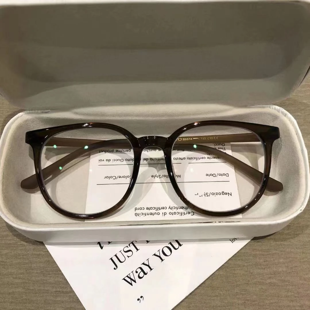 高级显白栗子棕显白眼镜框调皮可爱学院可配近视女防蓝光超轻圆框