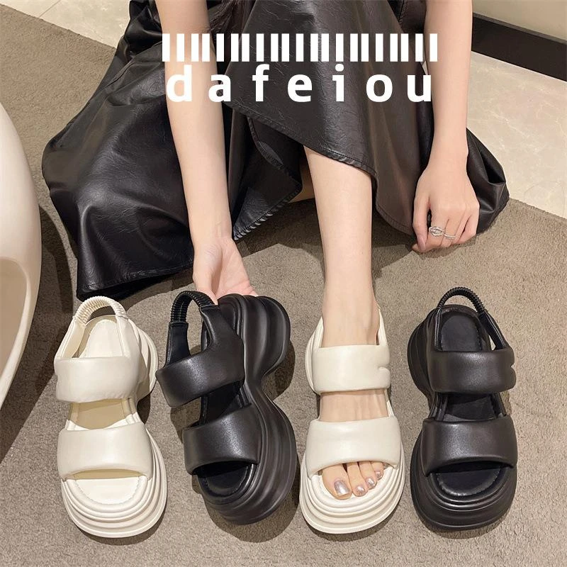 头层羊皮厚底沙滩运动凉鞋女鞋子2025年夏季新款防水台罗马凉鞋女