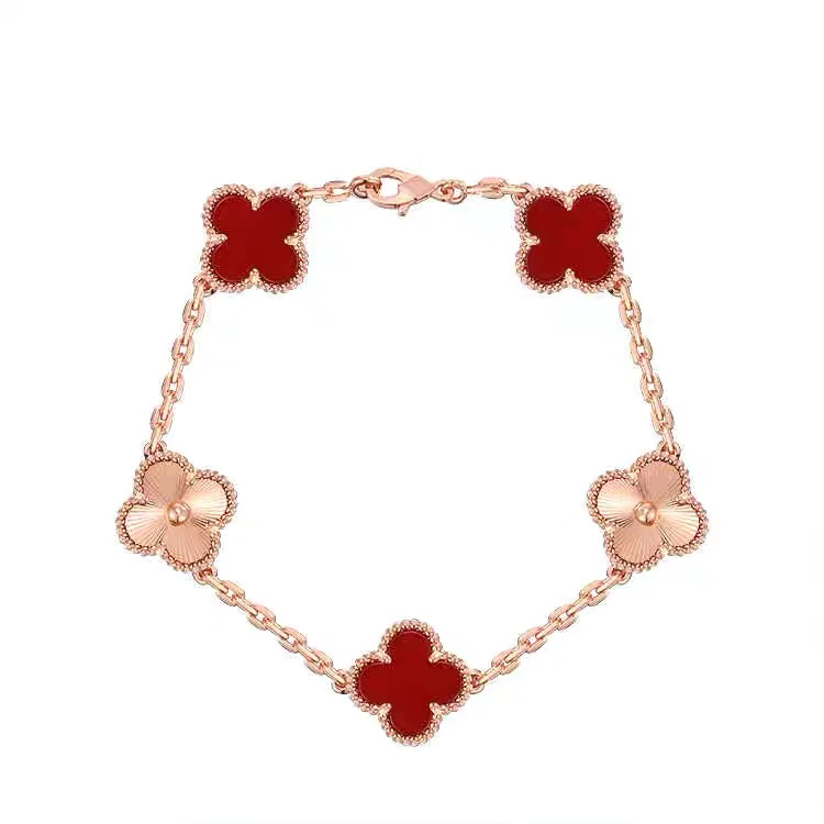 钛钢珐琅手链 9334《红金四草经典手链》经典款系列新款红金