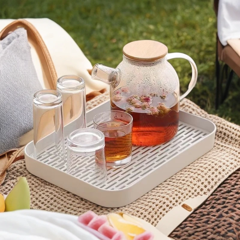 水杯托盘家用ins风格客厅收纳杯子茶杯水果沥水托盘简约耐热创意