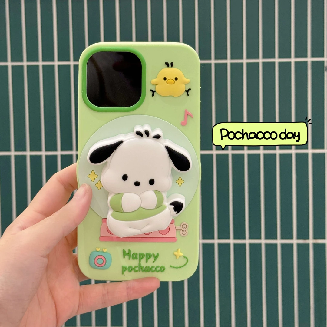 小鸡帕恰狗适用iPhone15手机壳卡通女款防摔苹果13立体硅胶支架壳