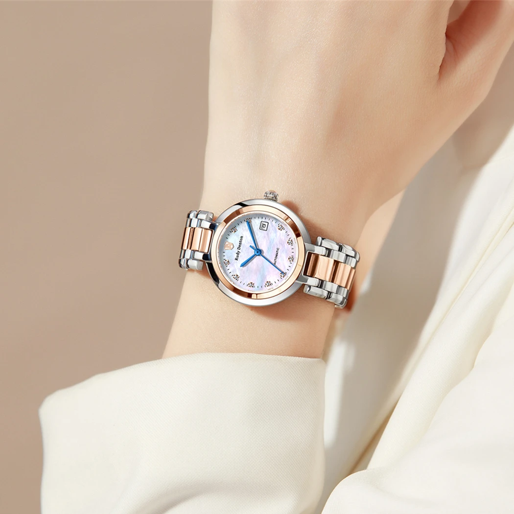 心月系列 轻奢女士全自动机械腕表贝母面百搭时尚日历款（杨）