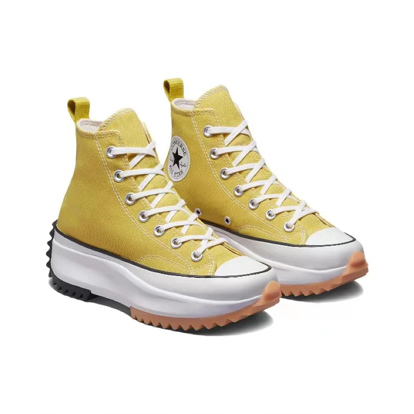Converse匡威 Run Star潮流休闲高帮帆布鞋男女同款黄色A01365C