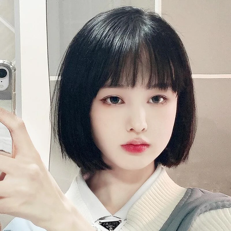 短发夏季自然全头套式假毛女网红仿真人发丝圆脸波波头中长发套