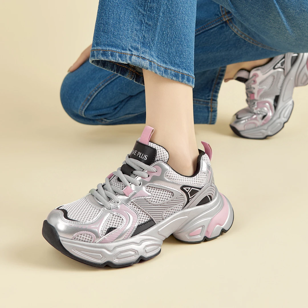 厚底时尚老爹鞋女2025年春季新款百搭透气休闲增高鞋