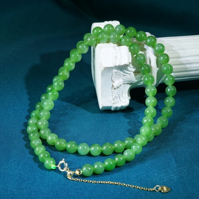 S925和田玉碧玉项链5.5+  FYYY100507