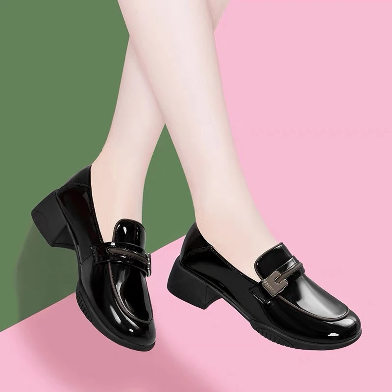 啊枝姐圆头乐福鞋真皮时尚百搭百搭英伦风6230-8