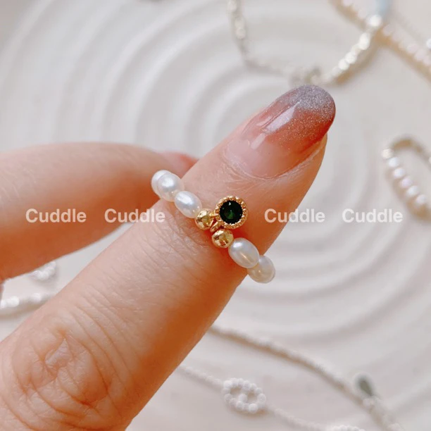 合金戒指 CUDDLE 复古手工小米珠戒指 弹力绳 高级轻奢