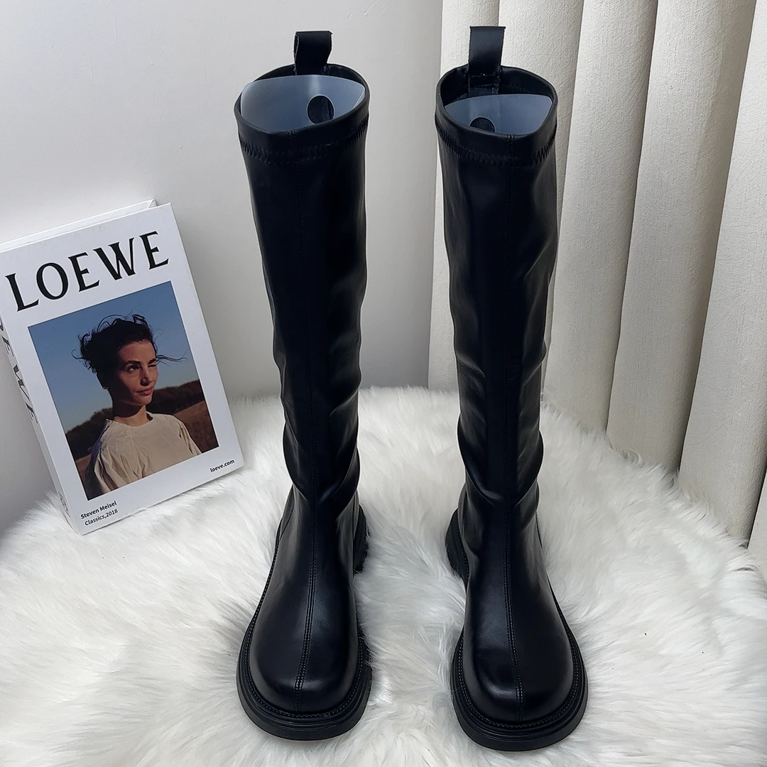 平底骑士长靴不过膝长筒女靴英伦风轻奢秋冬瘦瘦靴女款女士
