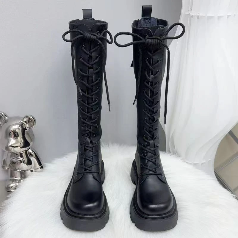 加绒双拉链靴厚底增高显瘦弹力中筒切尔西短靴女圆头春秋靴子女士