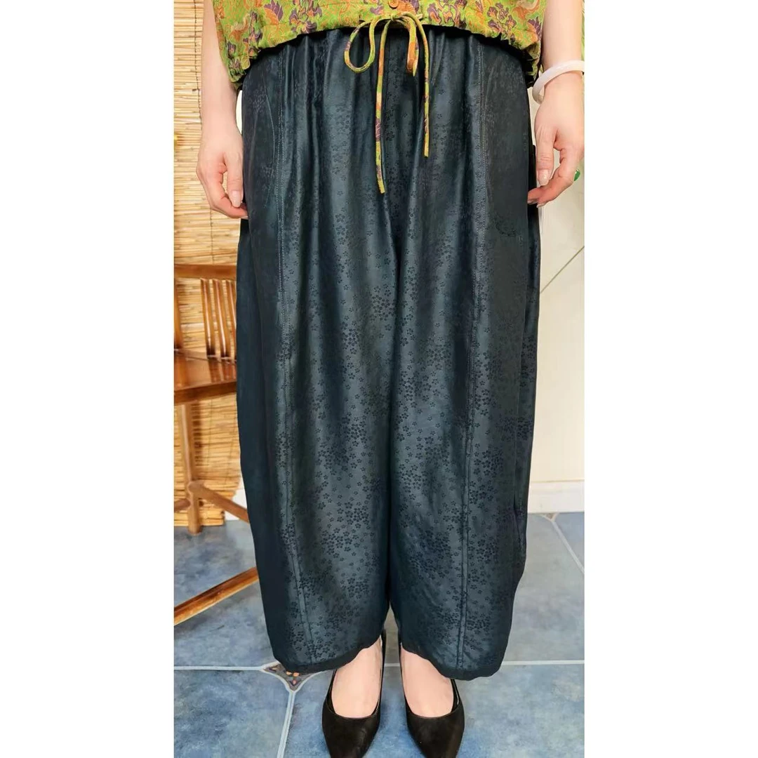 【回馈季】香云纱桑蚕丝春秋款龟裂纹花苞裤JXSC-11668双穿