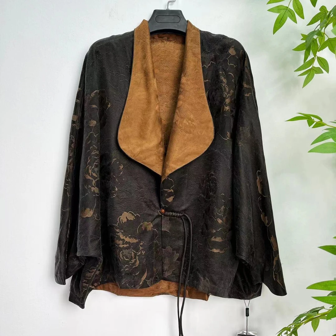 【佳鑫香云纱】香云纱桑蚕丝时尚百搭中式国风款洋气外搭CHH-40272