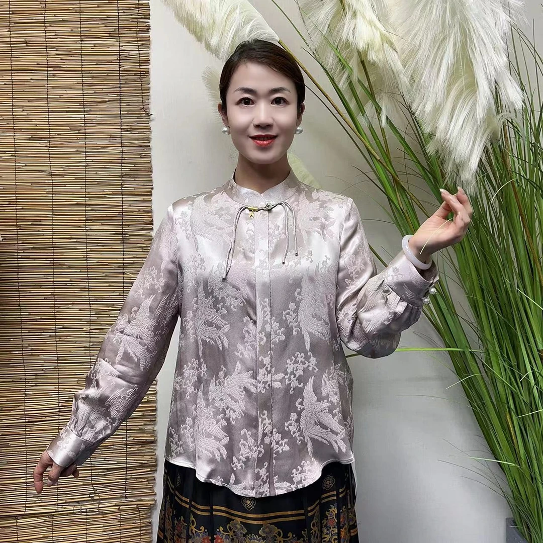 【回馈季】香云纱桑蚕丝气质时尚精致薄款衬衫JXSC-0863随机