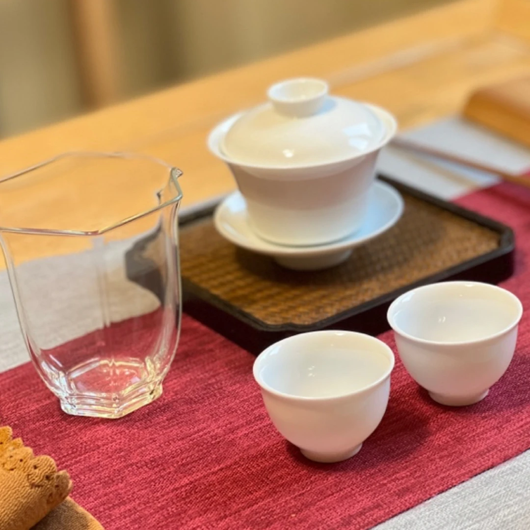 京德贵和祥纯白陶瓷盖碗茶杯景德镇功夫茶具套装三才盖碗小茶杯