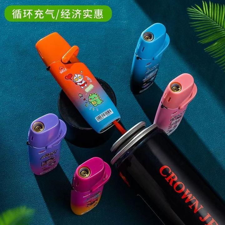 【定制款】卡通渐变色草莓熊网红蓝焰充气防风打火机男友礼物