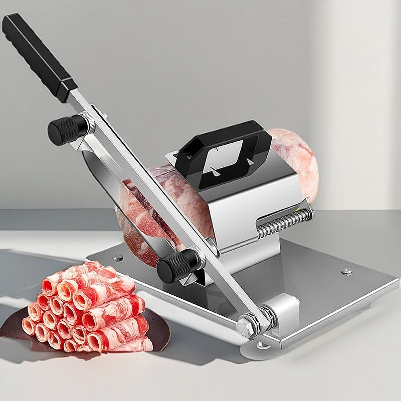不锈钢小型切肉神牛羊肉卷等机手动商用刨冻肉机多功能切片机家用